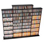Scaffale multimediale Prepac Grant nero: Contiene 1520 CD, 702 DVD, 34 ripiani regolabili, Legno composito