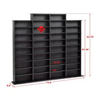 Scaffale multimediale Prepac Grant nero: Contiene 1520 CD, 702 DVD, 34 ripiani regolabili, Legno composito