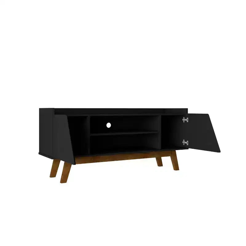Marcus Mid-Century Modern 4 Shelf TV Stand for TVs up to 55": Media Console, Cable Management - Manhattan Comfort