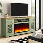 Festivo Farmhouse 70" TV Stand for TVs up to 80" with Fireplace Green