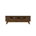 Marcus Mid-Century Modern 4 Shelf TV Stand for TVs up to 70" Rustic Brown - Manhattan Comfort: Entertainment Center with Storage