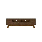 Marcus Mid-Century Modern 4 Shelf TV Stand for TVs up to 70" Rustic Brown - Manhattan Comfort: Entertainment Center with Storage