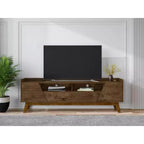 Marcus Mid-Century Modern 4 Shelf TV Stand for TVs up to 70" Rustic Brown - Manhattan Comfort: Entertainment Center with Storage