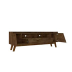 Marcus Mid-Century Modern 4 Shelf TV Stand for TVs up to 70" Rustic Brown - Manhattan Comfort: Entertainment Center with Storage