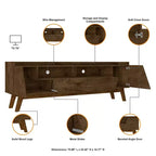 Marcus Mid-Century Modern 4 Shelf TV Stand for TVs up to 70" Rustic Brown - Manhattan Comfort: Entertainment Center with Storage
