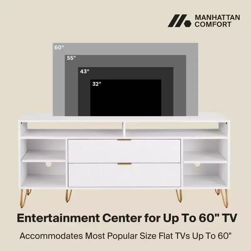 Manhattan Comfort 63" Dumbo TV Stand for TVs up to 60" White