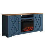 Farmhouse TV Stand for TVs up to 70" with Electric Fireplace, Storage Cabinets & Cable Management - Festivo