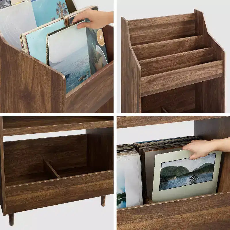 Crosley 84" Liam 3pc Record Player Stand and Vinyl Storage Set Walnut