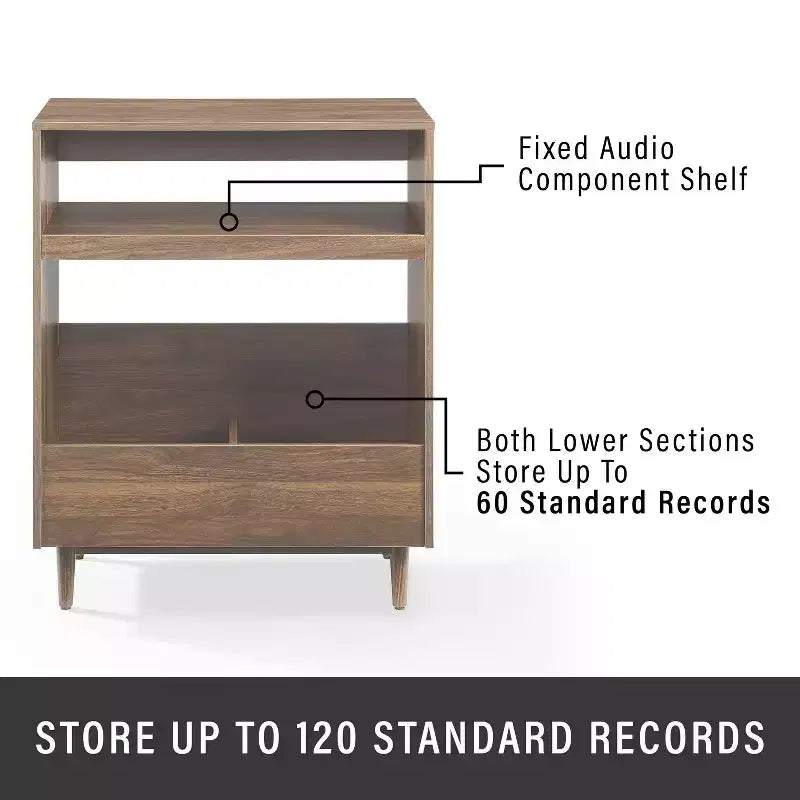 Crosley 84" Liam 3pc Record Player Stand and Vinyl Storage Set Walnut