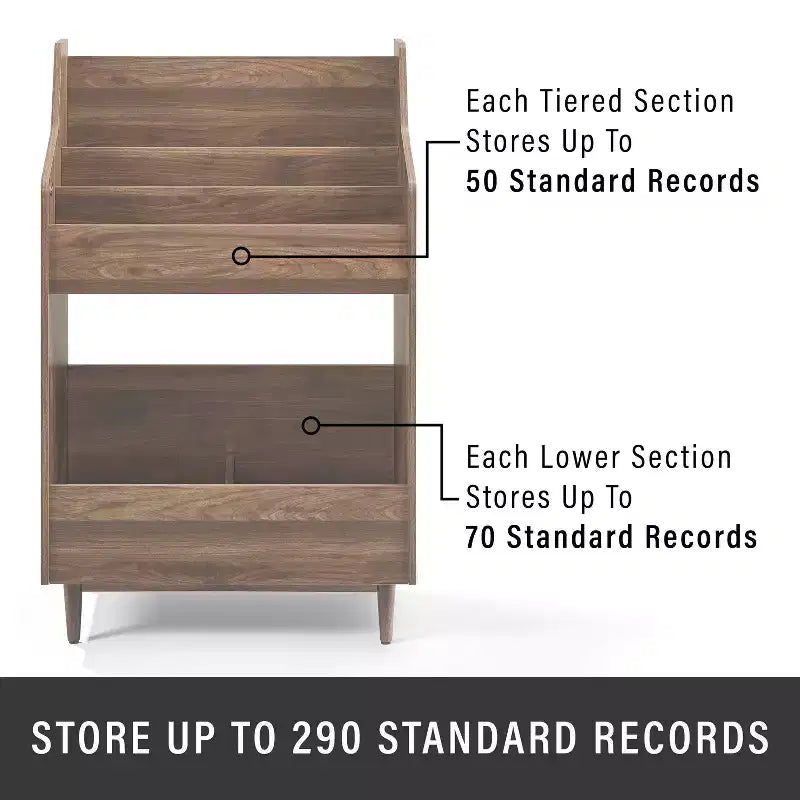 Crosley 84" Liam 3pc Record Player Stand and Vinyl Storage Set Walnut