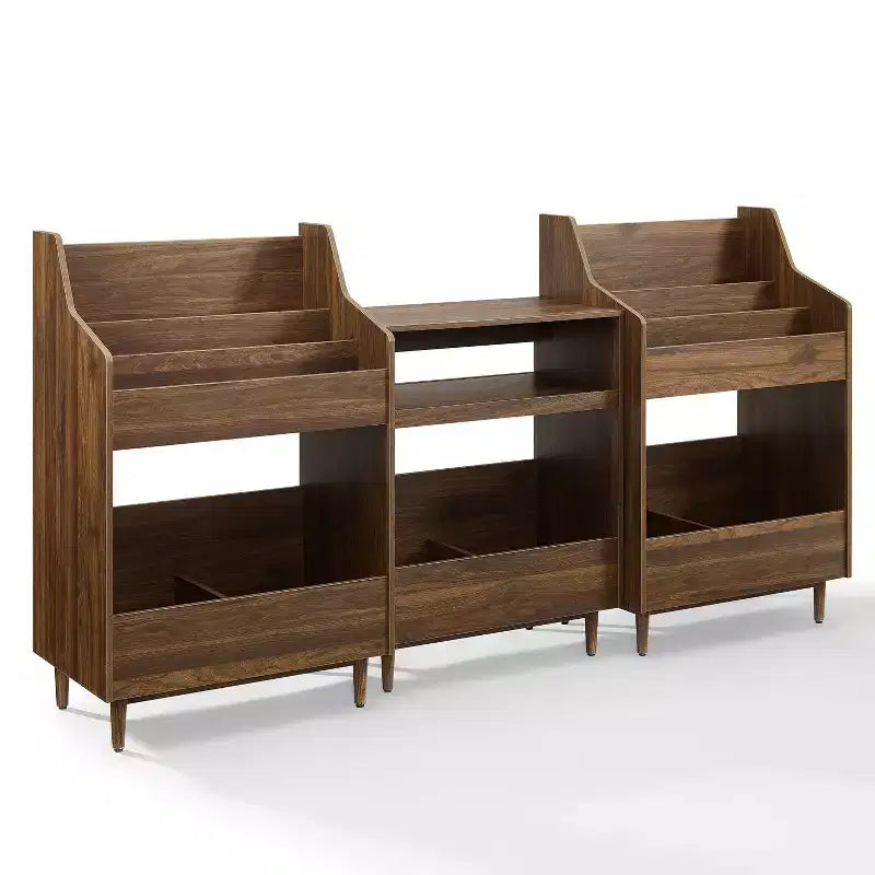 Crosley 84" Liam 3pc Record Player Stand and Vinyl Storage Set Walnut