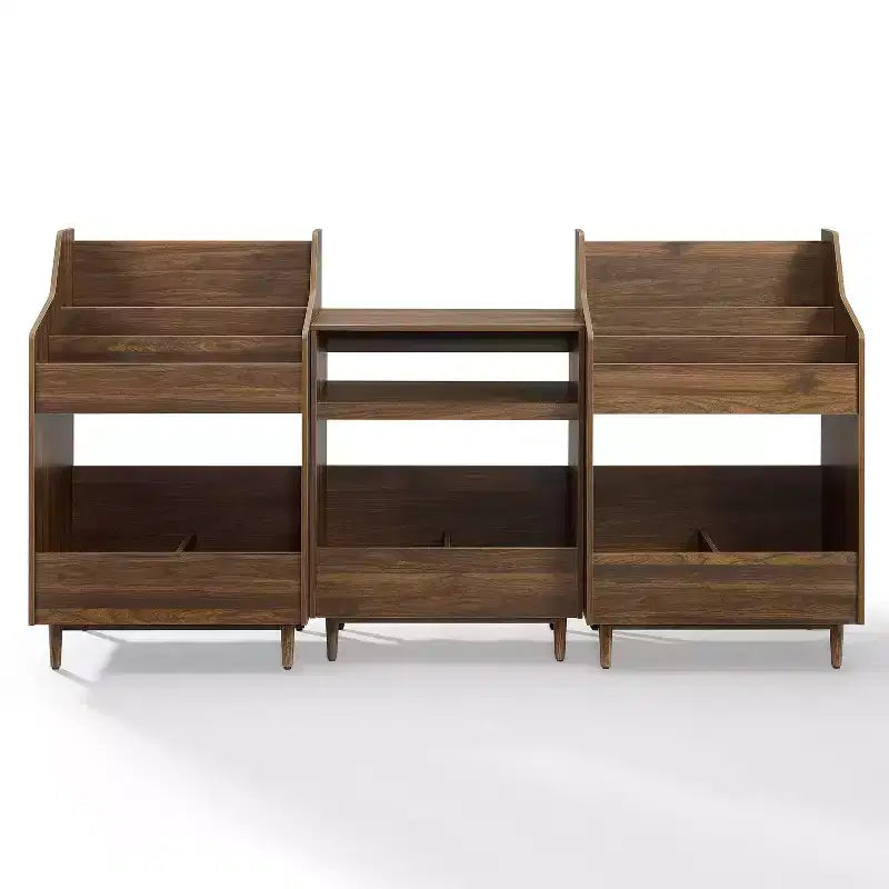 Crosley 84" Liam 3pc Record Player Stand and Vinyl Storage Set Walnut