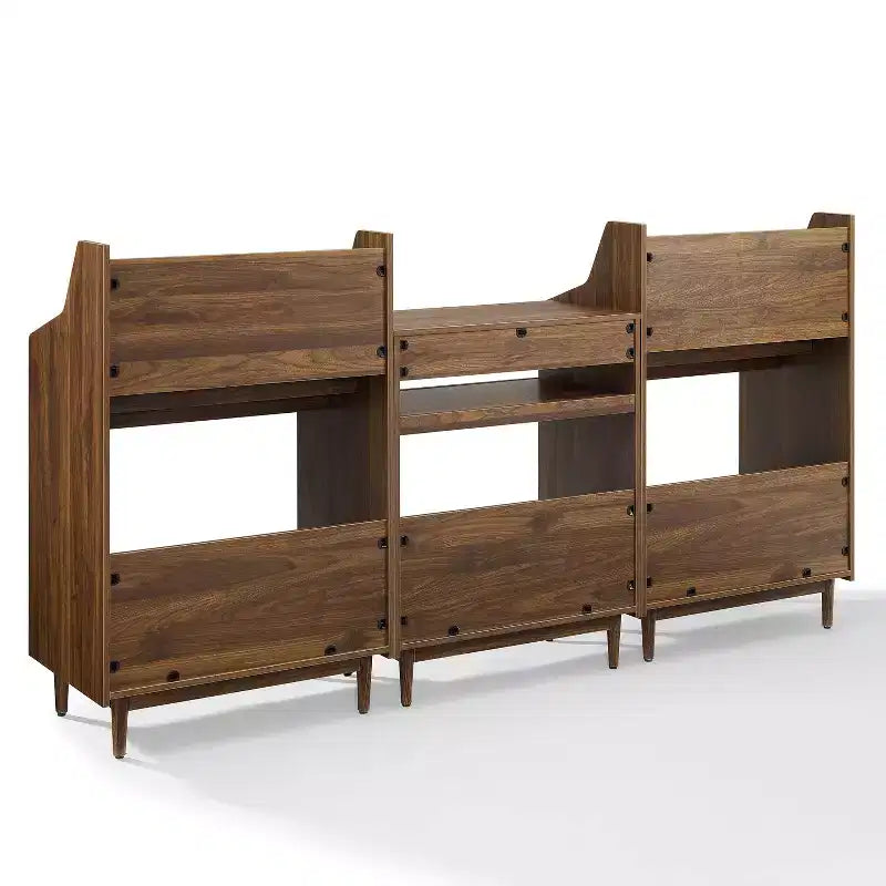 Crosley 84" Liam 3pc Record Player Stand and Vinyl Storage Set Walnut