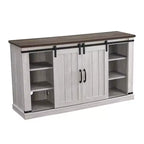 Electric Fireplace Saw Cut TV Stand for TVs up to 60": Home Essentials, Barn Door Console, Cable Management