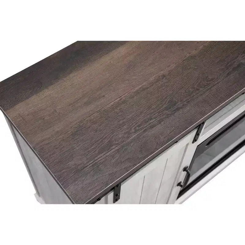 Electric Fireplace Saw Cut TV Stand for TVs up to 60": Home Essentials, Barn Door Console, Cable Management