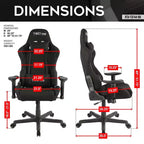 Sedia da gioco in tessuto ergonomica con schienale alto stile racer, nera - Techni Sport: Ufficio, girevole, supporto lombare