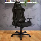 Sedia da gioco in tessuto ergonomica con schienale alto stile racer, nera - Techni Sport: Ufficio, girevole, supporto lombare