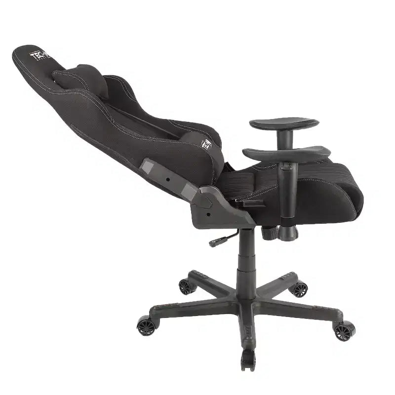 Sedia da gioco in tessuto ergonomica con schienale alto stile racer, nera - Techni Sport: Ufficio, girevole, supporto lombare