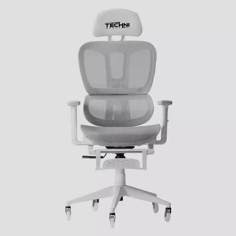 Sedia Gaming Airflex2 in Rete con Poggiapiedi Bianca - Techni Sport: Inclinazione Sincronizzata, Capacità 125 Kg, Design Ergonomico