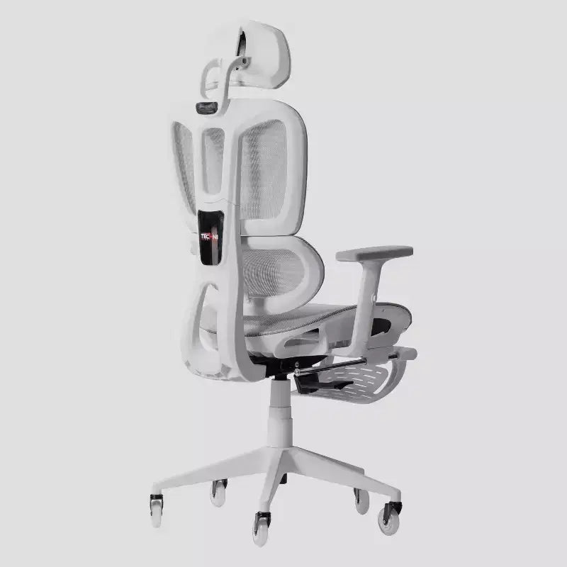Sedia Gaming Airflex2 in Rete con Poggiapiedi Bianca - Techni Sport: Inclinazione Sincronizzata, Capacità 125 Kg, Design Ergonomico