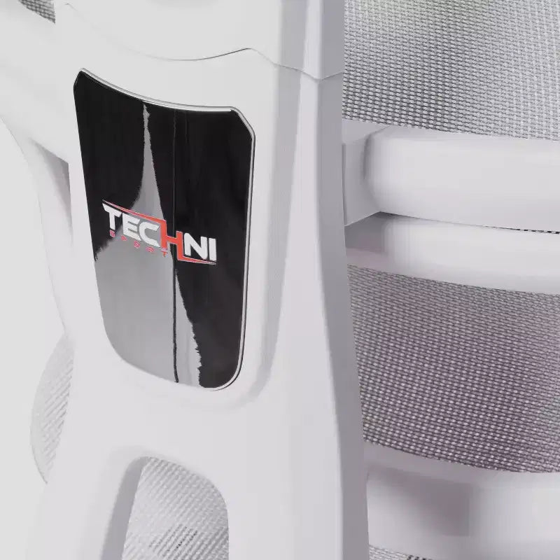 Sedia Gaming Airflex2 in Rete con Poggiapiedi Bianca - Techni Sport: Inclinazione Sincronizzata, Capacità 125 Kg, Design Ergonomico