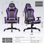 Sedia da gaming GTRACING con altoparlanti Bluetooth, sedia da ufficio in PU con schienale alto, viola