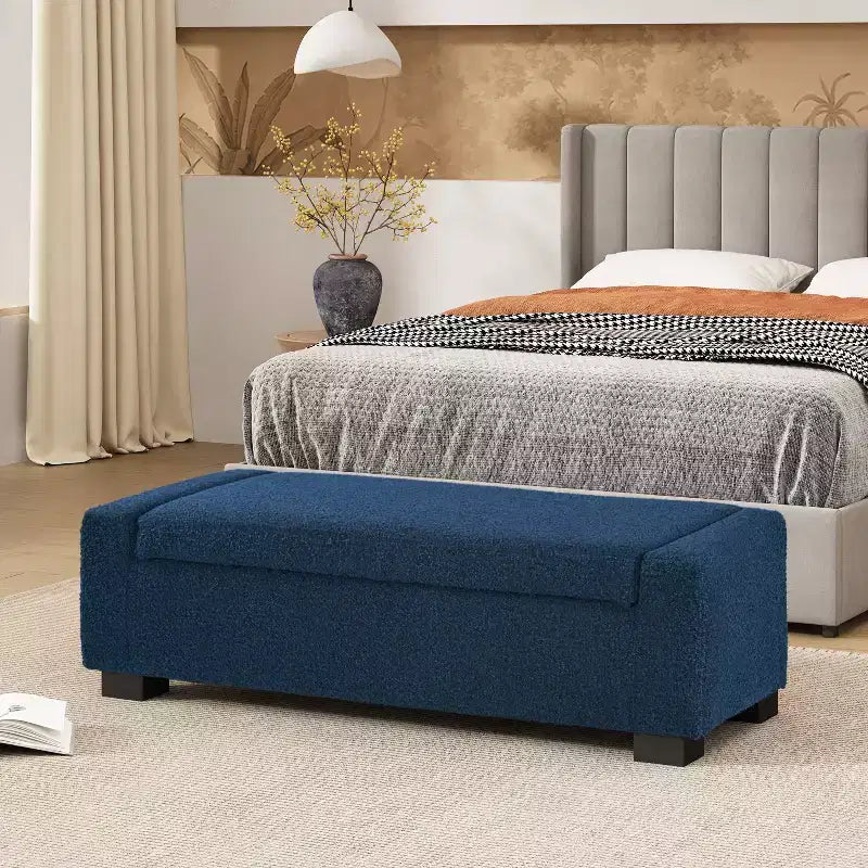 Christopher Knight Home Silas Indoor Upholstered Modern Storage Ottoman Blue