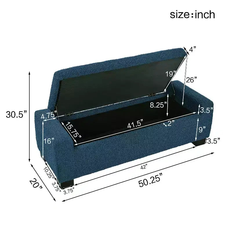 Christopher Knight Home Silas Indoor Upholstered Modern Storage Ottoman Blue