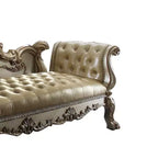Acme Furniture Dresden Bench Bone Synthetic Leather/Gold Patina