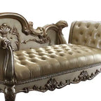 Acme Furniture Dresden Bench Bone Synthetic Leather/Gold Patina