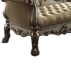 Acme Furniture Dresden Bench Bone Synthetic Leather/Gold Patina