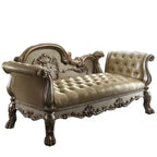 Acme Furniture Dresden Bench Bone Synthetic Leather/Gold Patina