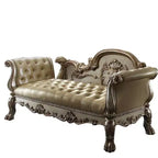 Acme Furniture Dresden Bench Bone Synthetic Leather/Gold Patina