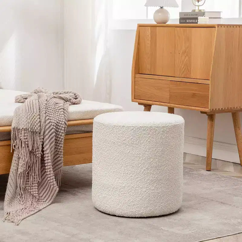 Kinwell 18" Pouf Ottoman White