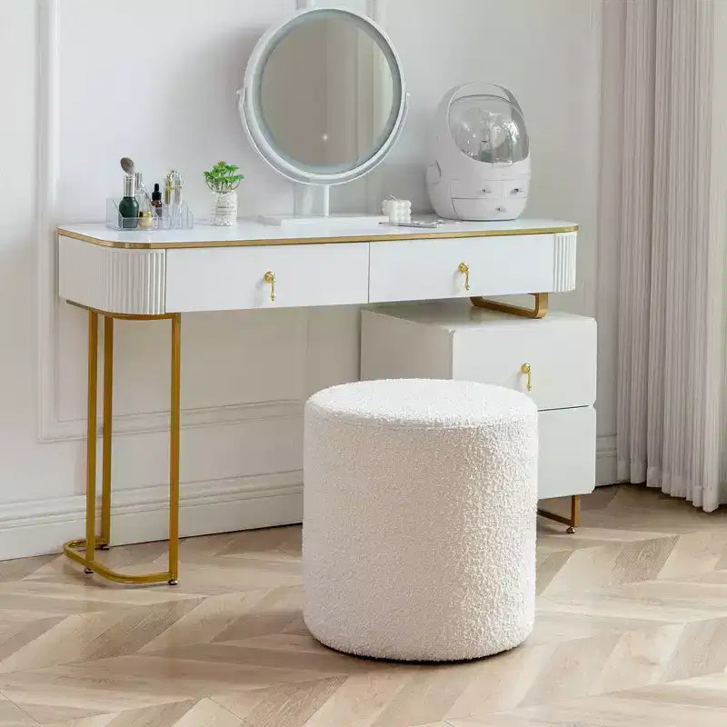 Pouf Contenitore Ottomano Kinwell 18", Bianco