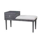 HOMES: Inside + Out Luce Mid Century Modern Storage Bench Weathered Gray: Upholstered, Padded Seat, Wood Legs
