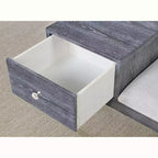HOMES: Inside + Out Luce Mid Century Modern Storage Bench Weathered Gray: Upholstered, Padded Seat, Wood Legs