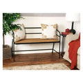 Metal and Wood Bench Slat Back Black/Brown - Olivia & May