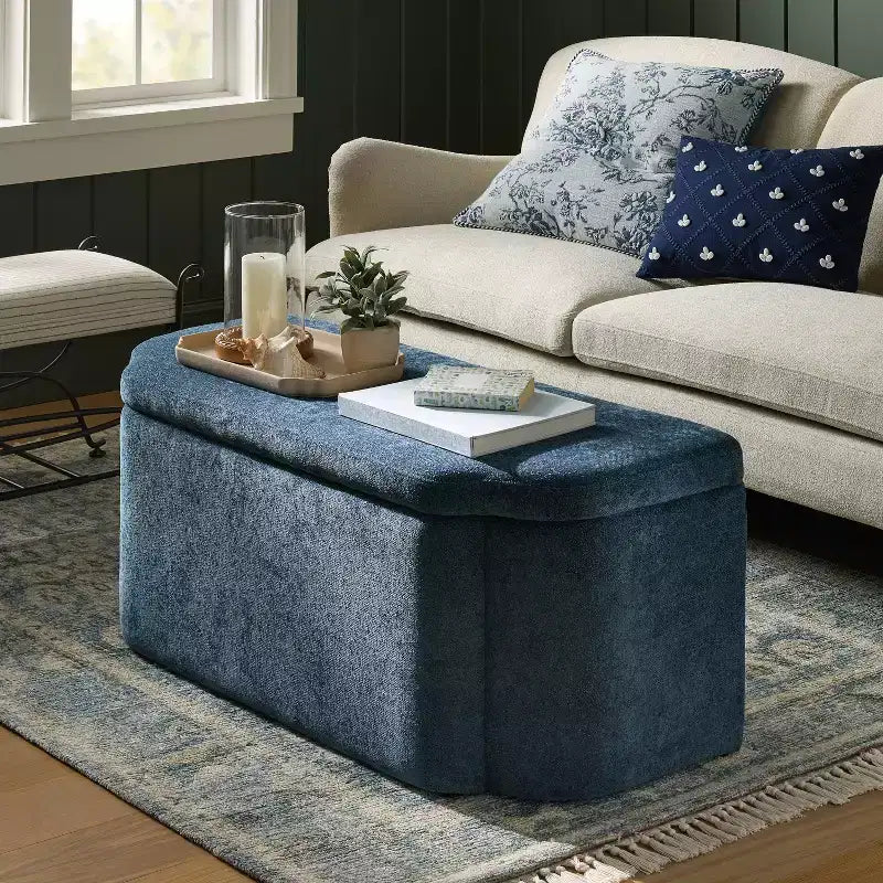 Vintage Inspired Ornate Storage Bench with Detailed Cutout Textured Velvet - Threshold™ designed with Studio McGee