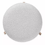 Elkie Fabric and Wood Ottoman Footstool Light Gray/Walnut Brown - Baxton Studio: Japandi Inspired, Boucle Upholstery, Tapered Legs