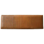 Storied Home Leather Grid Bench Brown: Mango Wood Frame, Adult Assembly, Spot Clean, Rectangle Shape