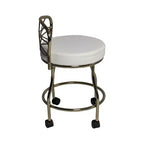 Carolina Living Diana X Back Vanity Bench with Casters Gold: Elegant Faux Leather, Metal Frame, Round Shape