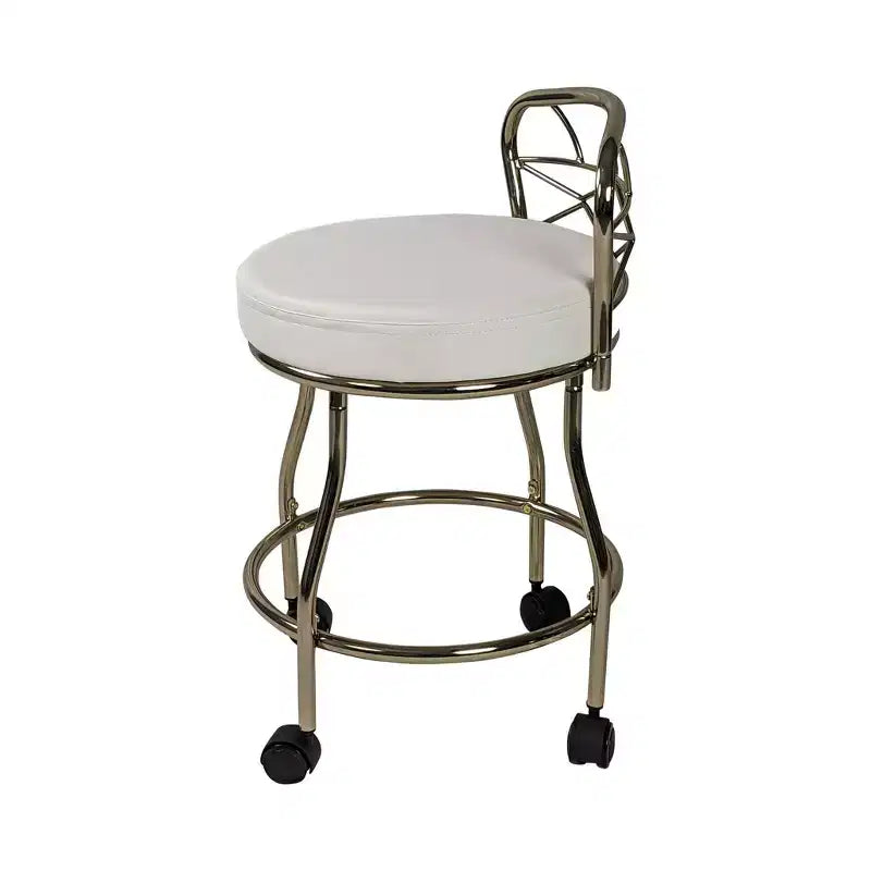 Carolina Living Diana X Back Vanity Bench with Casters Gold: Elegant Faux Leather, Metal Frame, Round Shape
