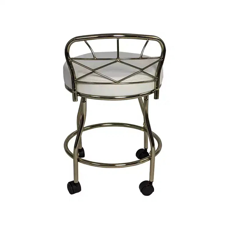 Carolina Living Diana X Back Vanity Bench with Casters Gold: Elegant Faux Leather, Metal Frame, Round Shape