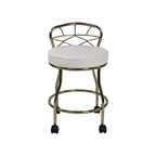 Carolina Living Diana X Back Vanity Bench with Casters Gold: Elegant Faux Leather, Metal Frame, Round Shape