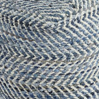 Signature Design by Ashley Chevron Pouf Blue: Modern Square Upholstered Ottoman, No Assembly Required
