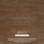 52" Bessie Solid Wood Rattan and Polyester Upholstered Bench Brown - Powell: Cane Back, Wooden Design