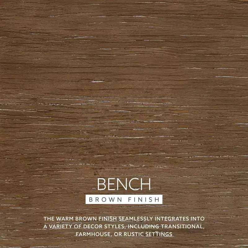 52" Bessie Solid Wood Rattan and Polyester Upholstered Bench Brown - Powell: Cane Back, Wooden Design