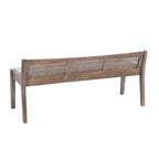 52" Bessie Solid Wood Rattan and Polyester Upholstered Bench Brown - Powell: Cane Back, Wooden Design