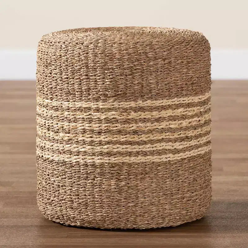 bali & pari Wickham Seagrass Ottoman Footstool Natural Brown